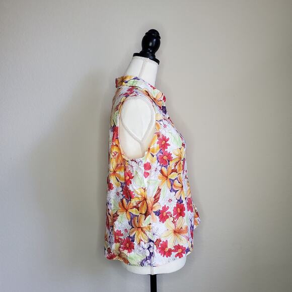 Talbots Floral Sleeveless Blouse Large - Picture 2 of 7